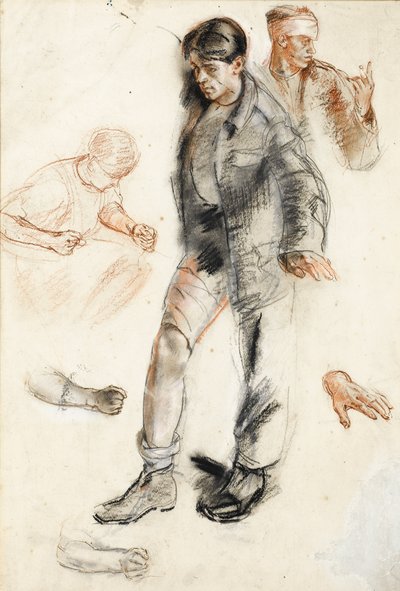 Studio per una stazione di medicazione avanzata in Francia da Henry Tonks